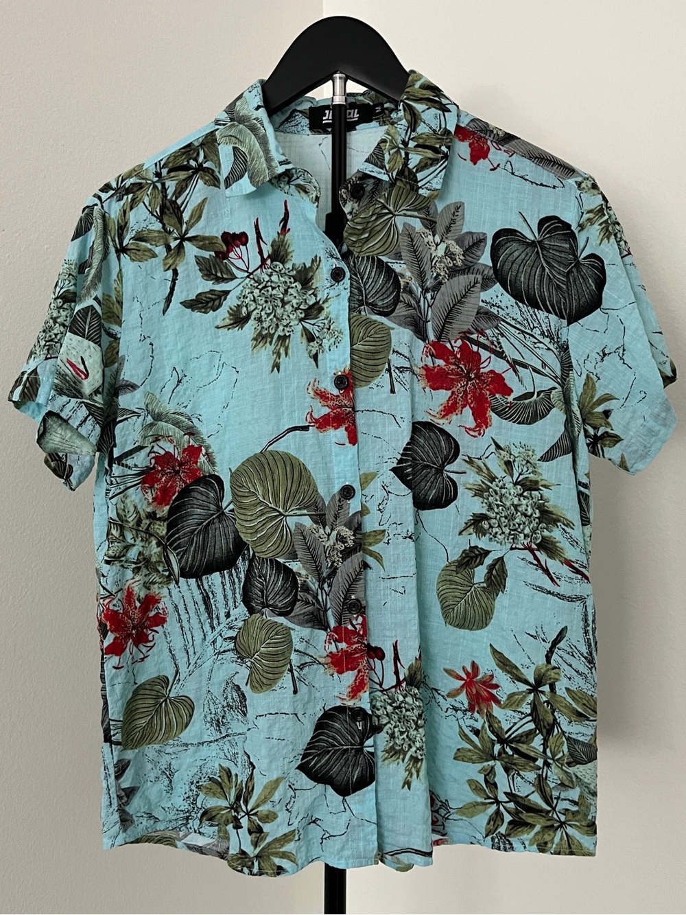 🌴 Jogal Women’s Tropical Floral Button Up Shirt | Medium | Resort + Beach